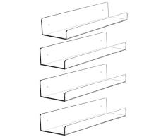Cq acrylic Bücherregal, Acryl, unsichtbar 15 Inch-Pack of 4 farblos