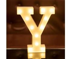 Focux LED Festzelt, Buchstabenbeleuchtung Alphabet beleuchtet Schild für Nachtlicht Zuhause, Party, Geburtstag, Hochzeit, Bar, Dekoration LED Brief, batteriebetrieben, Weihnachtsdekoration, Bar Y