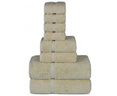 Chakir Turkish Linens Handtuch-Set in Hotel- und Wellness-Qualität, sehr saugfähig Set of 8 - Towel Set cremefarben