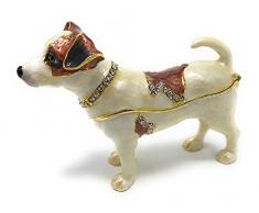Kubla Crafts emailierten Jack Russell Terrier Hund Schmuckkästchen, österreichischen Kristallen