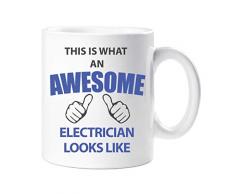 60 Second Makeover Limited 60SECMUG463 Tasse mit Aufschrift „60 Second Makeover This Is What An Awesome Electrician Looks Like“, Geschenk für Geburtstag, Weihnachten, keramik, weiß