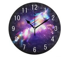 ALAZA Home Decor Magic Unicorn Galaxy Nebel Acryl, Rund Wanduhr Geräuschlos Silent Uhr Kunst für Wohnzimmer Küche Schlafzimmer