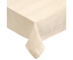 Lintex Valencia Stoff Damast Streifen schmutzabweisend Tischdecke 100% Polyester bügelfrei Essen, Party und Küche Tischdecke und Servietten 70 Round elfenbeinfarben