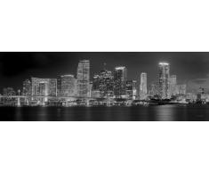 photosbyjon Miami skyline Nacht Schwarz & Weiß BW Downtown City 30,5 x 91,4 cm Fotografien gerahmt Panorama Poster Druck Foto Bild Standard Größe