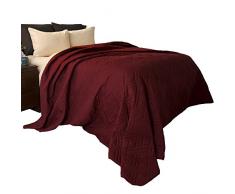 Lavish Home Steppdecke, einfarbig King burgunderfarben