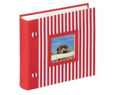 Walther ME-154-R Einsteck-Album Stripe, Leineneinband mit Ausstanzung für persönlichen Namen, mit Beschriftungsfeldern für 200 Fotos 10 x 15 cm rot