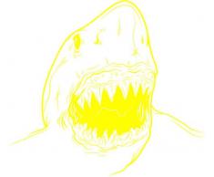 INDIGOS 4051095059493 Wandtattoo w626 Hai Wandaufkleber in 3 Größen, 120 x 66 cm, gelb