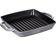 Staub 40511-729-0 Grillpfanne, rechteckige mit zwei Griffen, 23 cm, Gusseisen, grau
