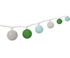 Goobay 10er LED Lichterkette Cotton Balls, batteriebetrieben warm-weiß, Grün