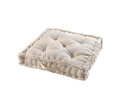 COTON dintérieur Panama Baumwolle Indoor Bodenkissen, Natur, 60 x 60 x 10 cm