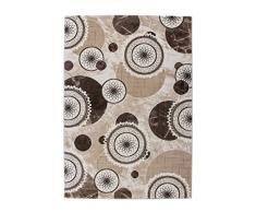 Lalee 347253340 Hochwertiger Designer Teppich mit mellierten Kreisen und Lurex Garn - 3D Optik, 80 x 150 cm, braun / beige