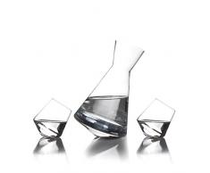 Sempli VASO SAKE Set mundgeblasene Kristallglas VASO Dekanter mit 2 CUPA-SHOT Gläser