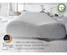 NBD Corp Moon Kissen von WonderDreamz Konturiertes orthopädisches Nackenkissen aus CertiPUR-US zertifiziertem Latex-Schaum – lindert Schmerzen und bietet Unterstützung der Wirbelsäule für Rücken, Bauch und Seitenschläfer