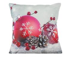 Eurofirany Kissenbezüge Kissenhüllen Velvet Samt Couchkissenbezüge Sofakissenbezüge Weihnachten Christmas Dekorationskissen Doppelpack 2er Set Kopfkissenbezüge Dekokissen, Weiß + Rot, 40x40cm