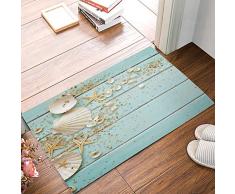 LBDecor Fußmatte für Eingangstür, Gastfreundliches Muster, niedriges Profil, Dekoration, Schriftzug Welcome Words mit Blumen, schwarz und weiß gestreift, rutschfest, Teppich mit Filz, dekorativ für Zuhause, drinnen und draußen.