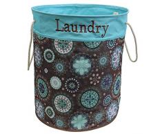 JVL Wäschebeutel mit Seil Griffe, Braun, Multi/Farbe Pop-Up Rund aus Stoff