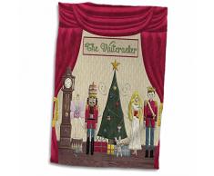 3dRose Nussknacker Prinz, Zuckerfee, Maus-König, Schneekönig, Uhrtuch, Mehrfarbig, 38 x 56 cm