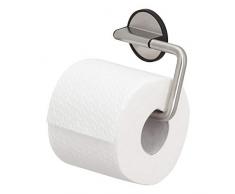 Tiger Tune Toilettenpapierhalter, Montage ohne Bohren dank integrierter Klebefolie, optional Befestigung zum Schrauben, Edelstahl gebürstet/Schwarz, 150 x 100 x 26 mm