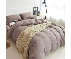 Doneus Bettwäsche-Set, Jersey, gestrickt, Baumwolle, Doppelbett, wendbar, Kaffeebraun