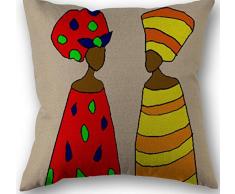 Linara Boutique Decor Quadratisch Überwurf Kissen Kissen, Portraits auf Leinwand der afrikanischen Beauty Serie für Couch, Sofa, Bett, Home Decor, Interieur Design, 45,7 x 45,7 cm (45 x 45 cm) Queens