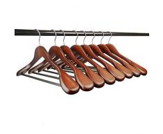 meqution Holz Extrabreite Schulter Kleiderbügel für Fell und Hose, walnuss-Finish, 8er Pack