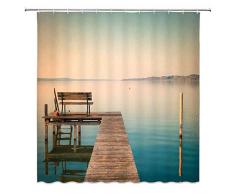 AMHNF Kinder-Vorhang, Landschaft, Cartoon, einfach, Weiß, niedlich, grün, Duschvorhang, Dekoration, Hängevorhang, 180 x 180 cm, Stoff wasserdicht Modern 70 x 70 Inches Multi G1380