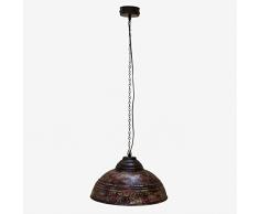 Better & Best Deckenleuchte, rund, rot und schwarz gebeizt, Maße 41 x 41 x 24 cm + 75 cm (Kette und Decken), Material: Metall, Rot