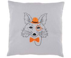 Vervaco Stickkissen mit Kissenrücken Fuchs mit Melone, Baumwolle, weiß, 40 x 40 x 0,3 cm