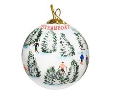 Unbekannt Art Studio Company Christbaumschmuck aus Glas, handbemalt, Motiv: Skifahren der Glades - Dampfboot Springs Colorado