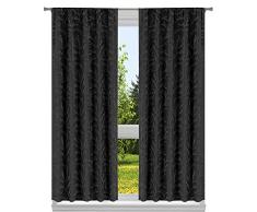Kelvin Gardinen Set aus gewebten Zweigen, Schwarz, 38x96