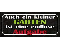 Schatzmix Spruch Kleiner Garten endlose Aufgabe Metallschild 27x10 cm Wanddeko tin Sign Blechschild, Blech, Mehrfarbig