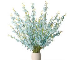 Bomarolan Künstliche Orchidee aus Seide, künstliche Schmetterlinge, Orchideen, für Hochzeiten, Zuhause, Büro, Party, Hotel, Dekoration, Restaurant, Terrasse, festliche Einrichtung, 10 Stück Art Deco Medium blau