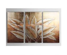 zingcord Moderne gedehnt 100% handgemaltes Ölgemälde 3-teilig auf Leinwand mit Gold und Silber Folie Art Wand DECO Home Dekoration Fertig zum Aufhängen