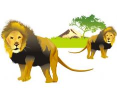 INDIGOS 4051719802160 Wandtattoo ME033 riesiger LÃ¶we Baum Wald Berge Afrika WÃ¼ste 120 x 70 cm