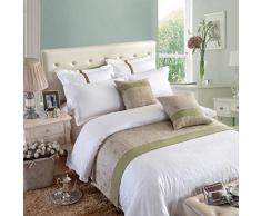 OSVINO Bettläufer Leinen Feuchtigkeitsbindend Atmungsaktiv Betttuch Bett-Deko für Sofa Schlafzimmer Hotel (260x 50cm für 200cm Bett, Beige)