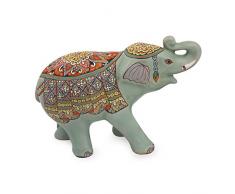 NOVICA Trompetender Elefant Seladon Keramik Figur