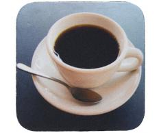 3dRose CST_46948_1 Kaffeetasse, Kaffeetasse, Küchenkunst, Kaffeezeit, heißer Kaffee, Löffel, Getränkeuntersetzer, 4er-Set