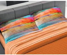 GEMITEX Bettwäsche-Set aus Stoff, GTT05, Doppelbett, 100% Baumwolle, 30/27, Variante 06 Orange, Digitaldruck mit 3 Federn.