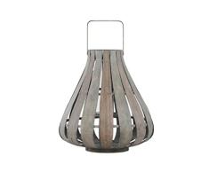 Urban Trends Cyan Bambus rund Laterne mit Griff und Flared unten/Hurricane Glas Kerzenhalter klein Natur Holz Finish, beige