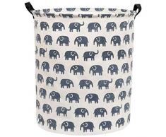 Sanjiaofen Große Aufbewahrungskörbe, Leinenstoff, Wäschekorb faltbar, Aufbewahrungskörbe für Zuhause, Büro, Spielzeug, Heimdekoration Blauer Elefant