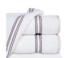 Eurofirany Filon Handtuch Baumwolle Gestreift Simpel Bordüre Weich Muster Dick Set 3-er Pack Oeko-Tex, Weiß, 70X140cm