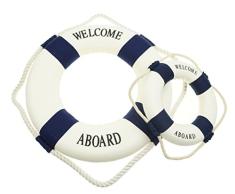 Bilipala Rustikaler Nautisches dekorativer Welcome Reinigungstuch Life Ring Buoy Home Wand Tür Behang Decor, blau, 2 Stück