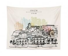 Lunarable Wandteppich, Totenkopf-Motiv, große Blumen und Totenköpfe, Blumen-Design, Skelette für alle Heiligen Tag, Halloween, Stoff, Wanddekoration für Schlafzimmer, Wohnzimmer, Wohnzimmer, Mehrfarbig, Textil, Multi 16, 45 W By 30 L