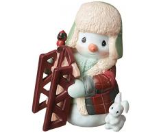 Precious Moments May Your Holidays Be Filled with Winter Thrills 10th Annual Snowman Bisque Porcelain Figurine 191015 Figur, Porzellan, Mehrfarbig, One Size