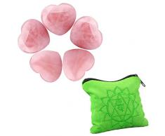 mookaitedecor Herz Kristall Pocket Palme Stein Sorgensteine mit Chakra Tasche für Reiki Balancing Dekoration (5 Stück, 2,5 cm) rosa/grün