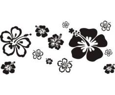 INDIGOS WG20197-86 Wandtattoo w197 Hibiskus Blume Wandaufkleber 96 x 44 cm, blau