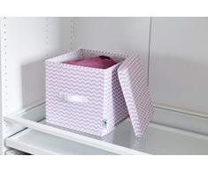 Hochwertige Aufbewahrungsbox von Store It, Ordnungsbox mit Deckel im trendigen Chevron Design, Geeignet als Kallax Boxen / Einsatz, 30x30x30 cm, rosa