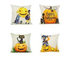 PSDWETS Herbstdekorationen Kürbis-Kissenbezüge, 4 Stück, Herbstdekoration, Baumwollleinen, Danksagung, Kissenbezüge, 45,7 x 45,7 cm 18x18 Halloween
