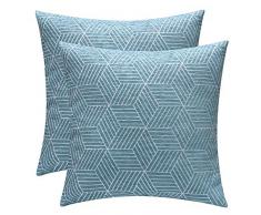 STARSCITY Starsity Kissenbezüge, 20 x 20 cm, für Couch Schlafzimmer, Auto, Überwurf, Kissenbezüge, 100% Baumwolle, quadratisch, Heimdekoration, Set mit 2 Kissenbezügen 18 * 18inches blau