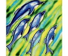 CCWT Delfine at Play Deko Art Wand aus Keramik Fliesen 8 x 8